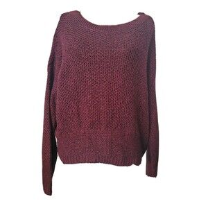 Express Sweater Womens Size Medium Knit Long Sleeve Open Tie Back Maroon